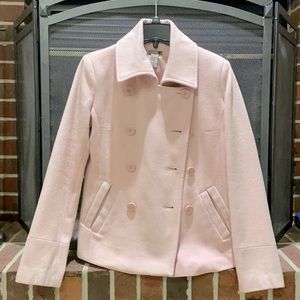 💕Soft Pink Wool Blend Double Breasted Peacoat Winter Coat💕